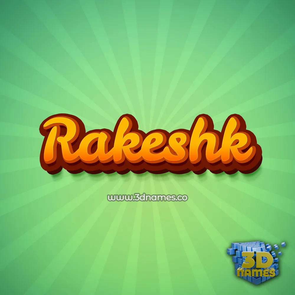 rakeshk in Green Rays style - 3D name wallpaper