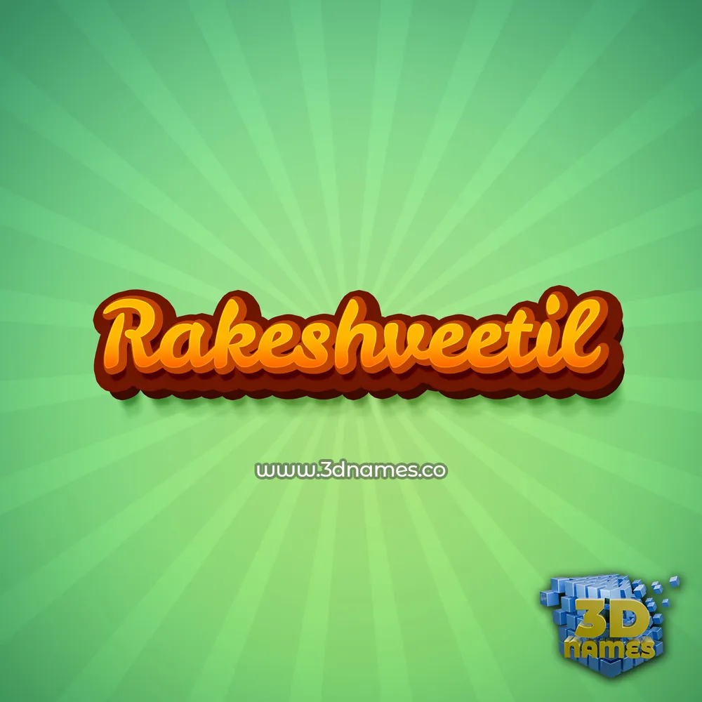 rakeshveetil in Green Rays style - 3D name wallpaper
