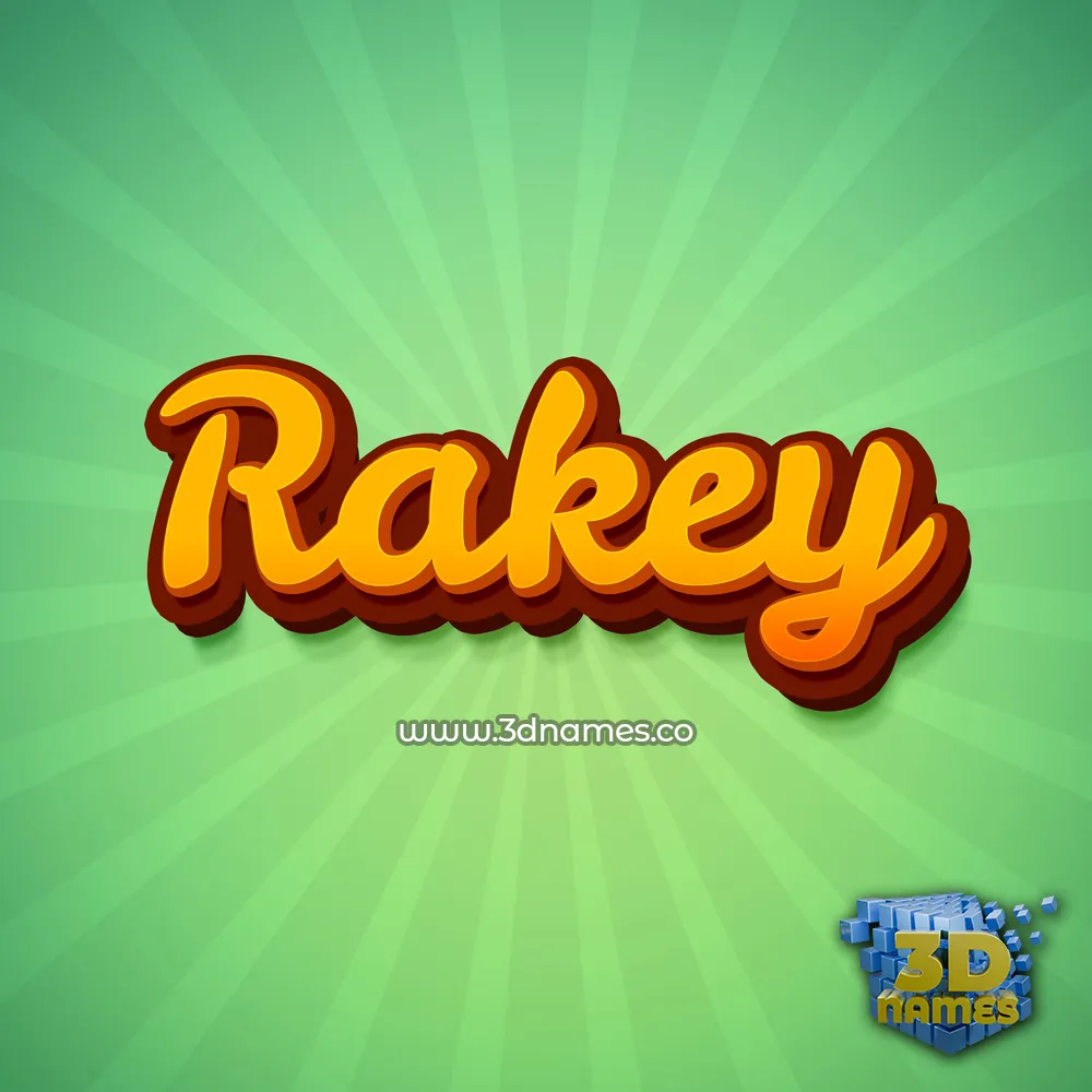 rakey in Green Rays style - 3D name wallpaper