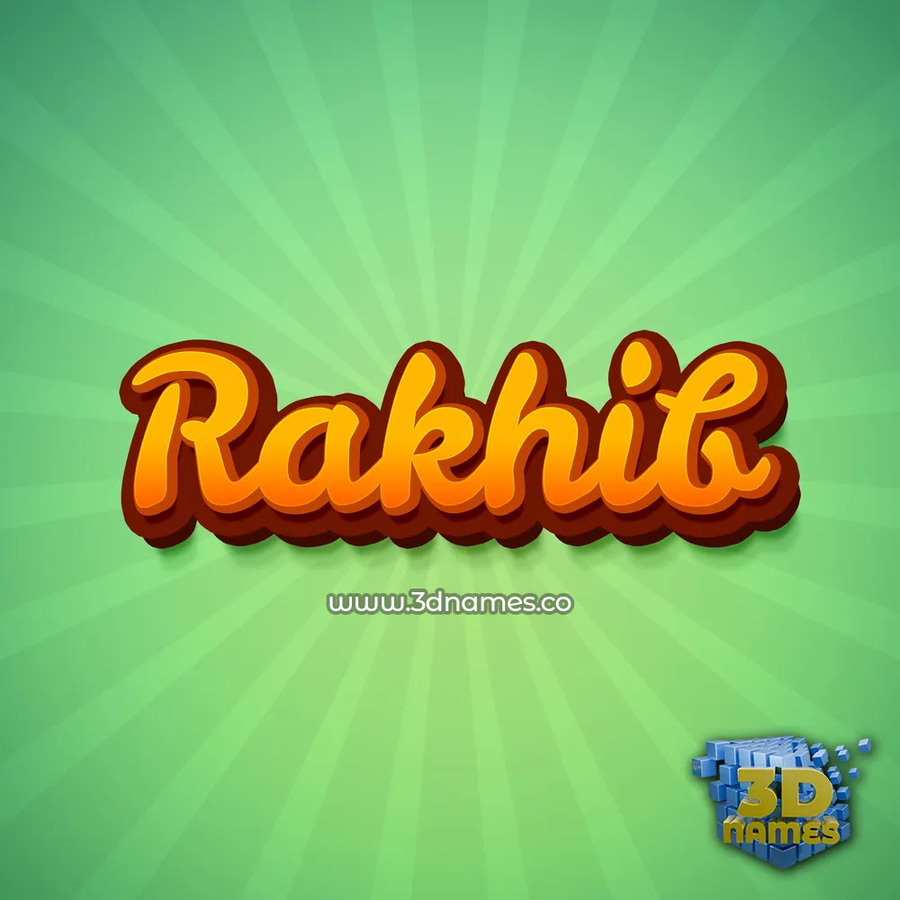 rakhib in Green Rays style - 3D name wallpaper