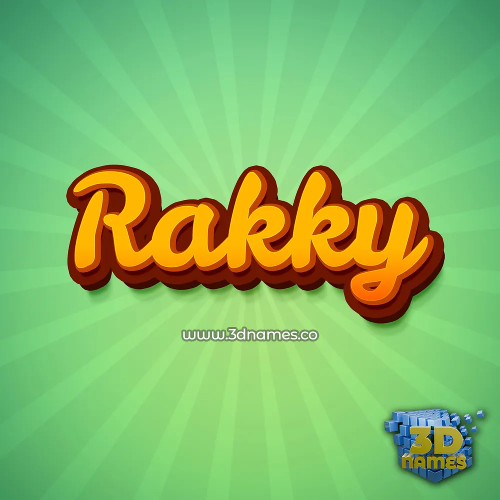 rakky in Green Rays style - 3D name wallpaper