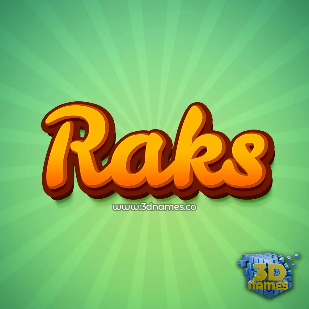raks in Green Rays style - 3D name wallpaper