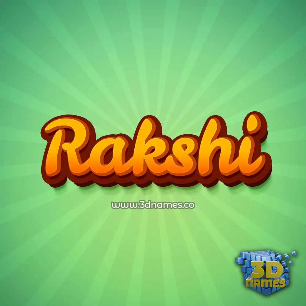 rakshi in Green Rays style - 3D name wallpaper