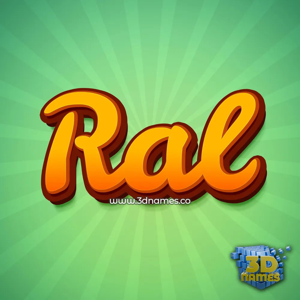 ral in Green Rays style - 3D name wallpaper