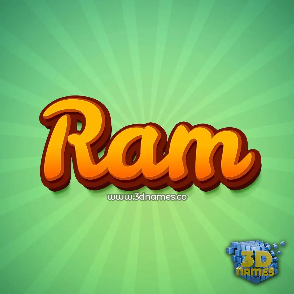ram in Green Rays style - 3D name wallpaper