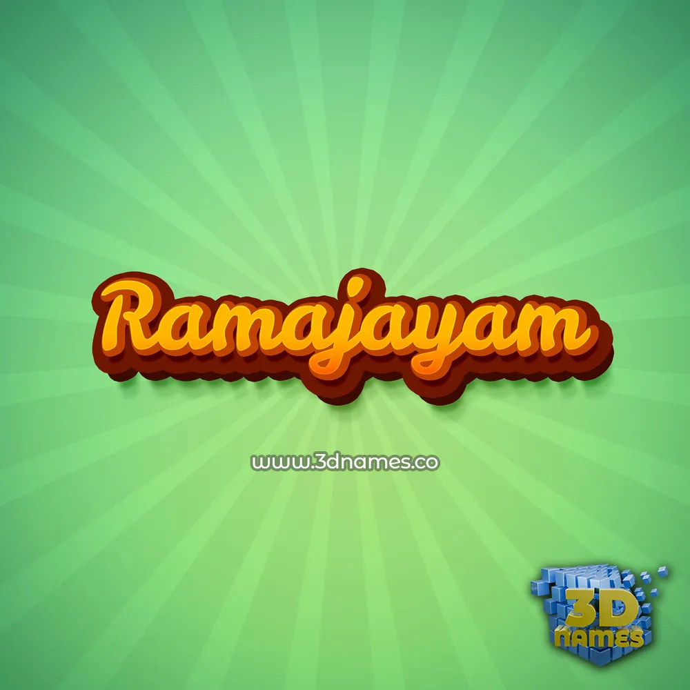ramajayam in Green Rays style - 3D name wallpaper