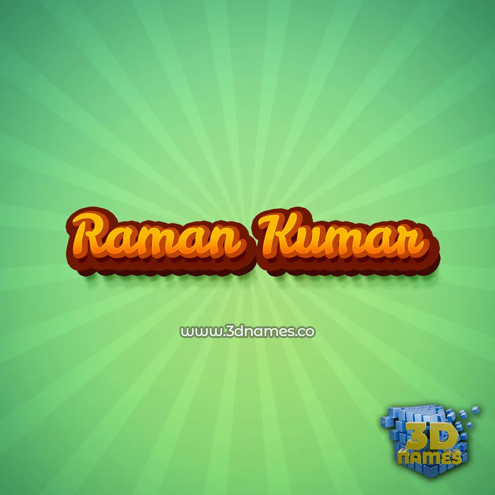 raman kumar in Green Rays style - 3D name wallpaper