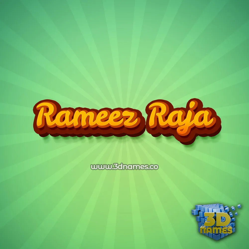 rameez raja in Green Rays style - 3D name wallpaper