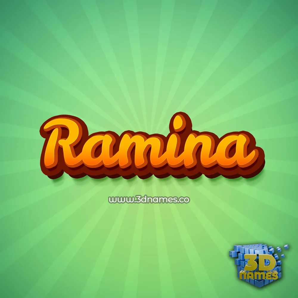 ramina in Green Rays style - 3D name wallpaper