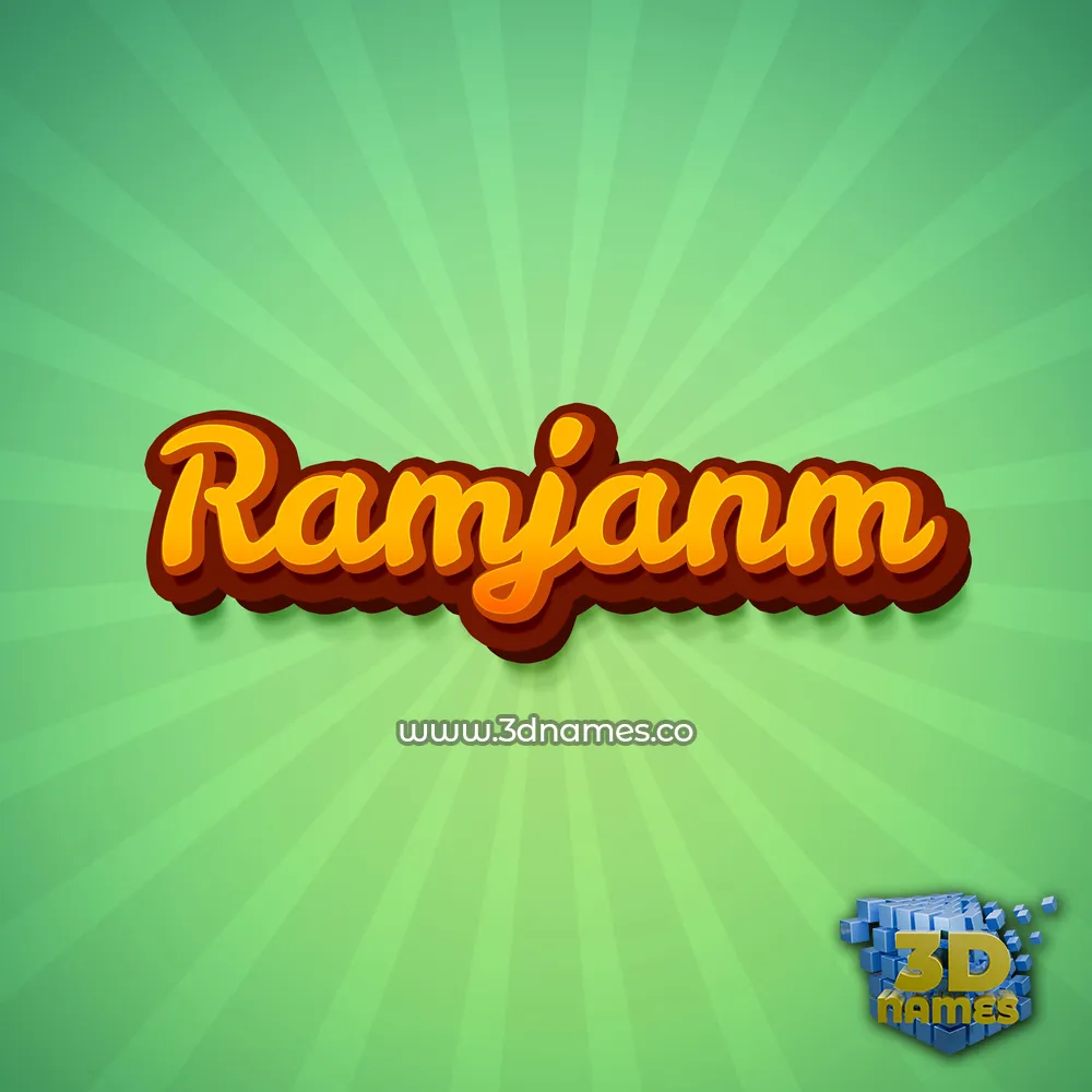 ramjanm in Green Rays style - 3D name wallpaper