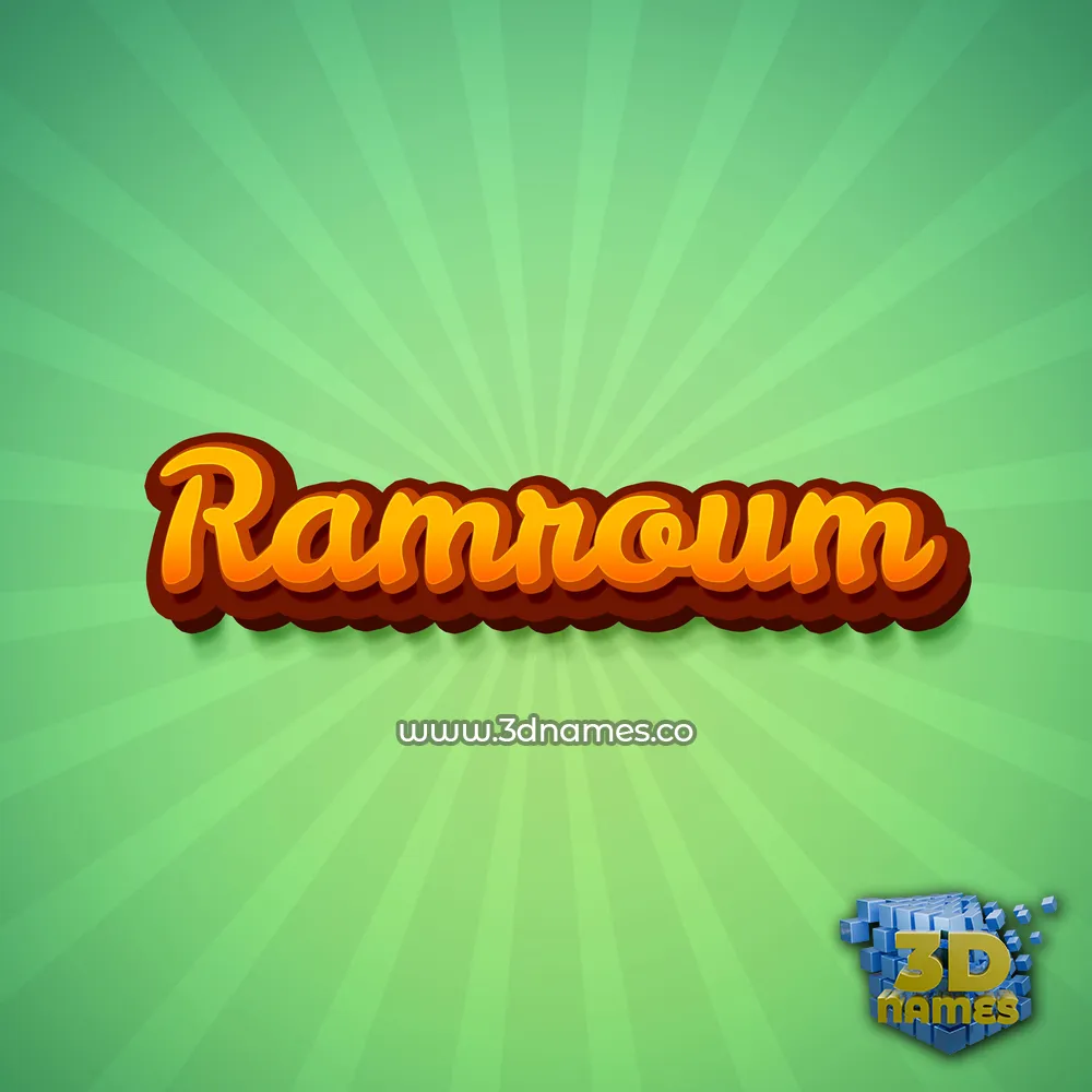 ramroum in Green Rays style - 3D name wallpaper