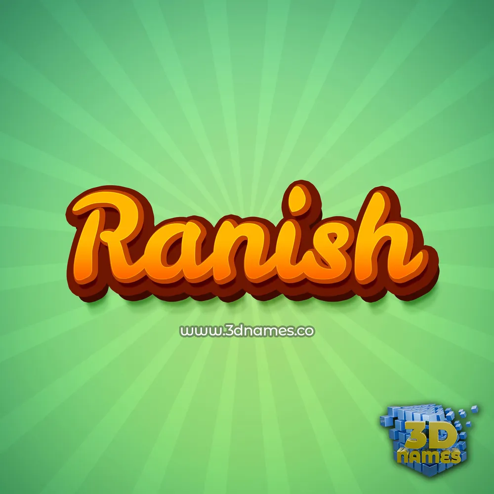 ranish in Green Rays style - 3D name wallpaper