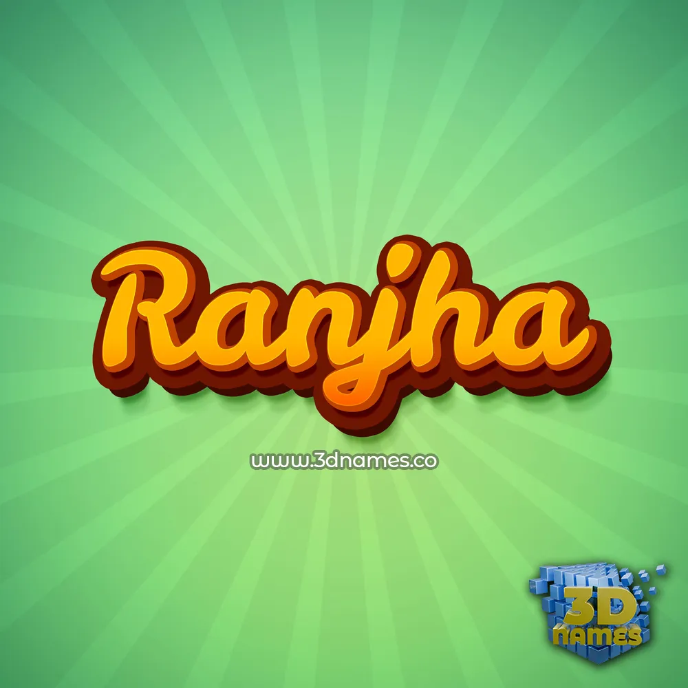 ranjha in Green Rays style - 3D name wallpaper