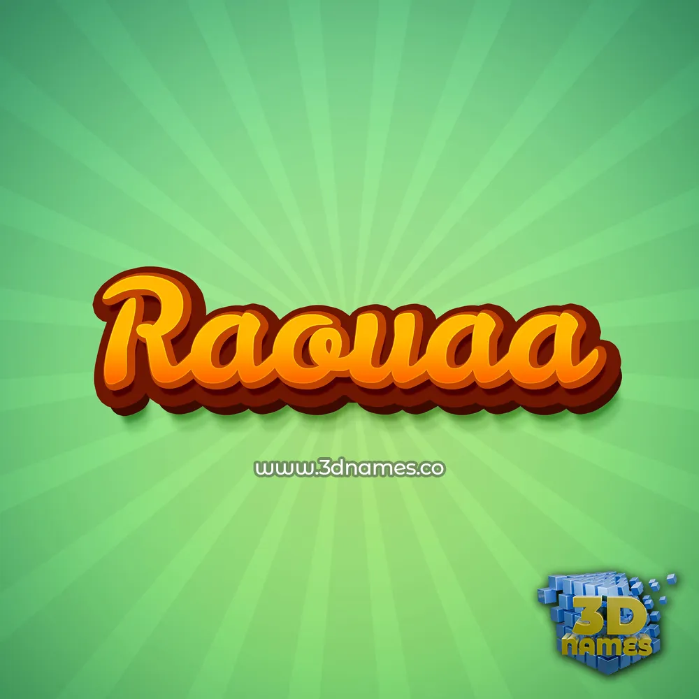 raouaa in Green Rays style - 3D name wallpaper