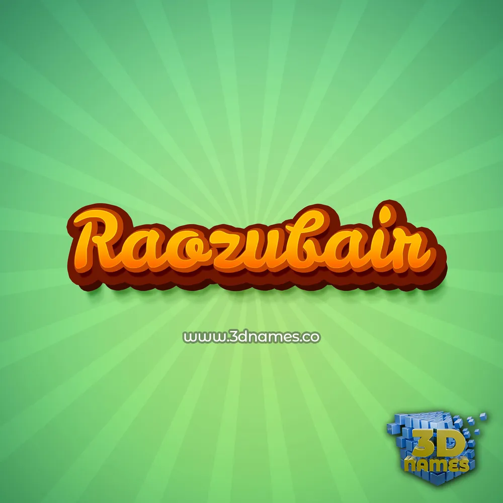 raozubair in Green Rays style - 3D name wallpaper