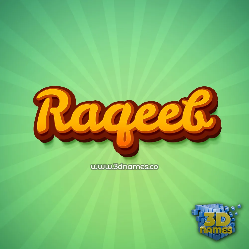 raqeeb in Green Rays style - 3D name wallpaper