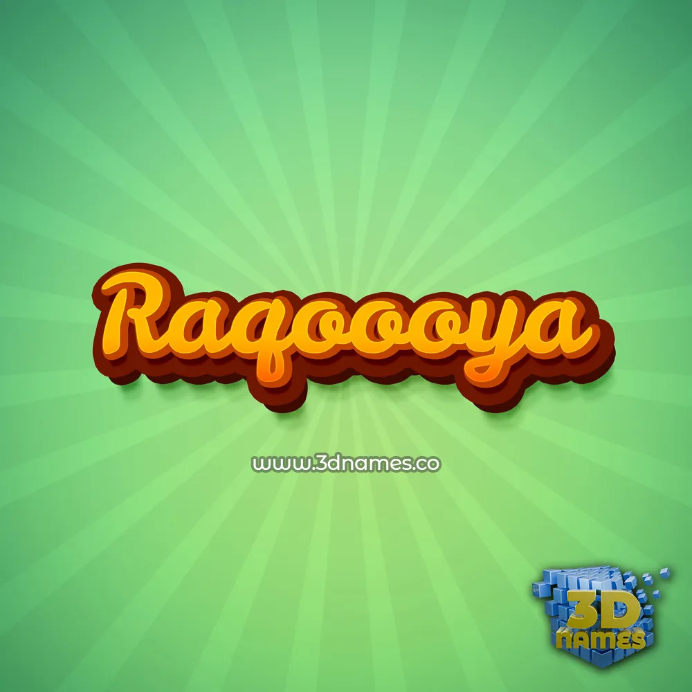raqoooya in Green Rays style - 3D name wallpaper