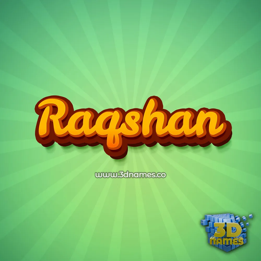 raqshan in Green Rays style - 3D name wallpaper