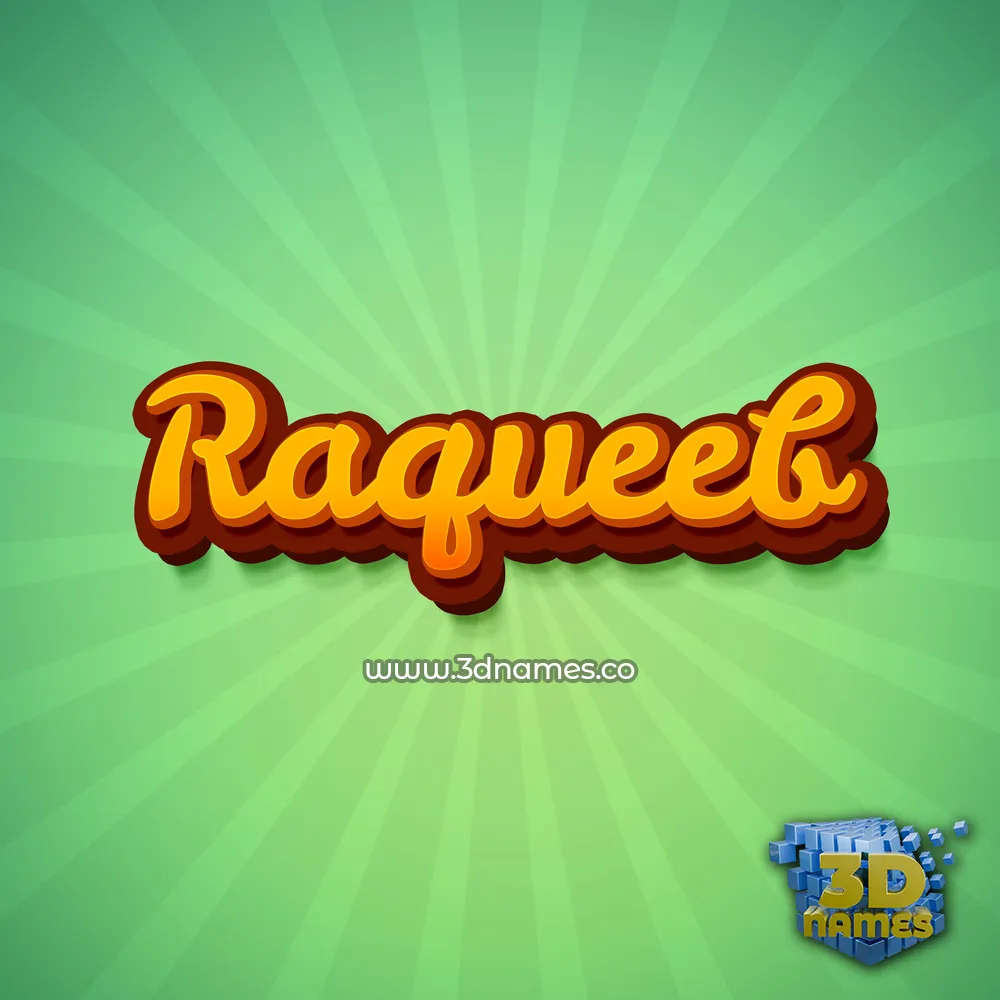 raqueeb in Green Rays style - 3D name wallpaper