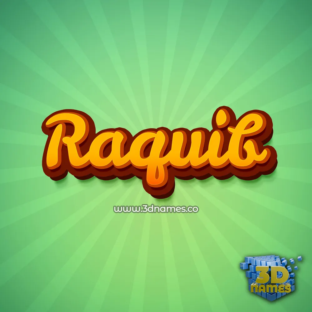 raquib in Green Rays style - 3D name wallpaper
