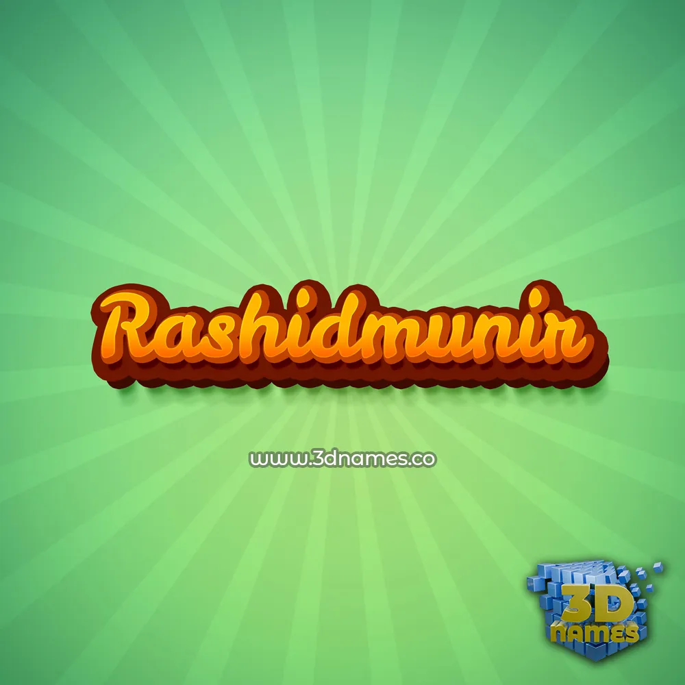 rashidmunir in Green Rays style - 3D name wallpaper