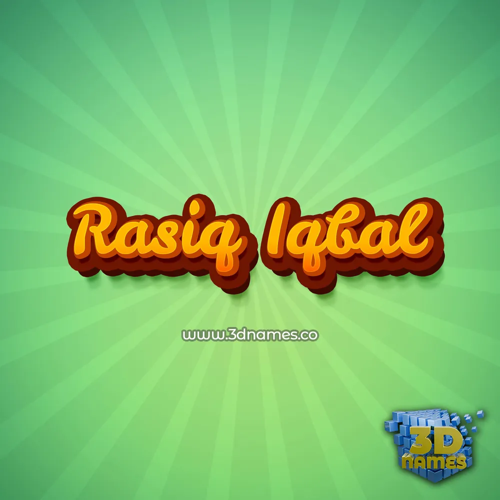 rasiq iqbal in Green Rays style - 3D name wallpaper