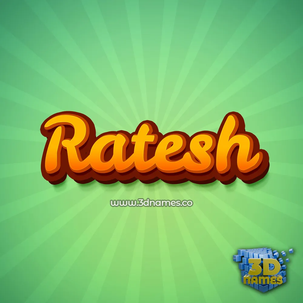 ratesh in Green Rays style - 3D name wallpaper