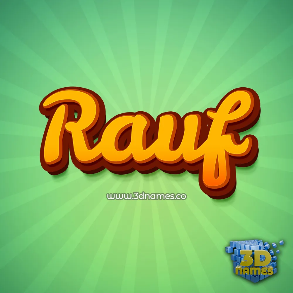 rauf in Green Rays style - 3D name wallpaper