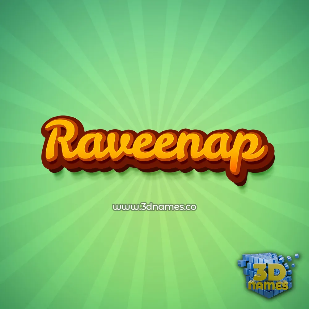 raveenap in Green Rays style - 3D name wallpaper