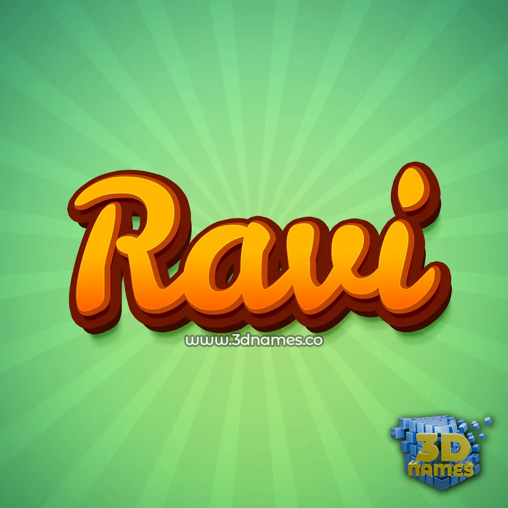 ravi in Green Rays style - 3D name wallpaper