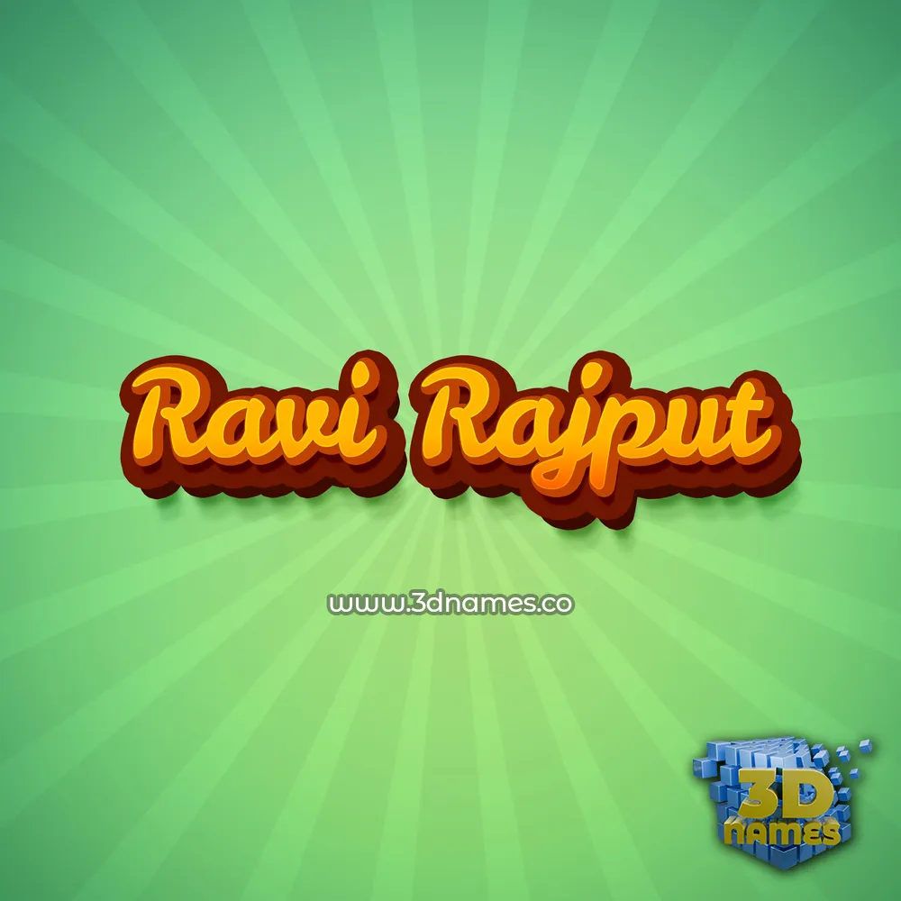 ravi rajput in Green Rays style - 3D name wallpaper