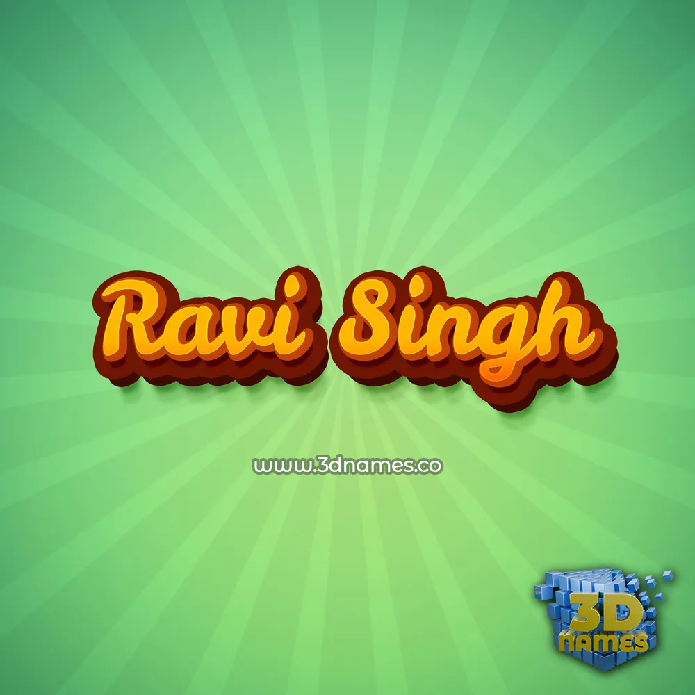 ravi singh in Green Rays style - 3D name wallpaper