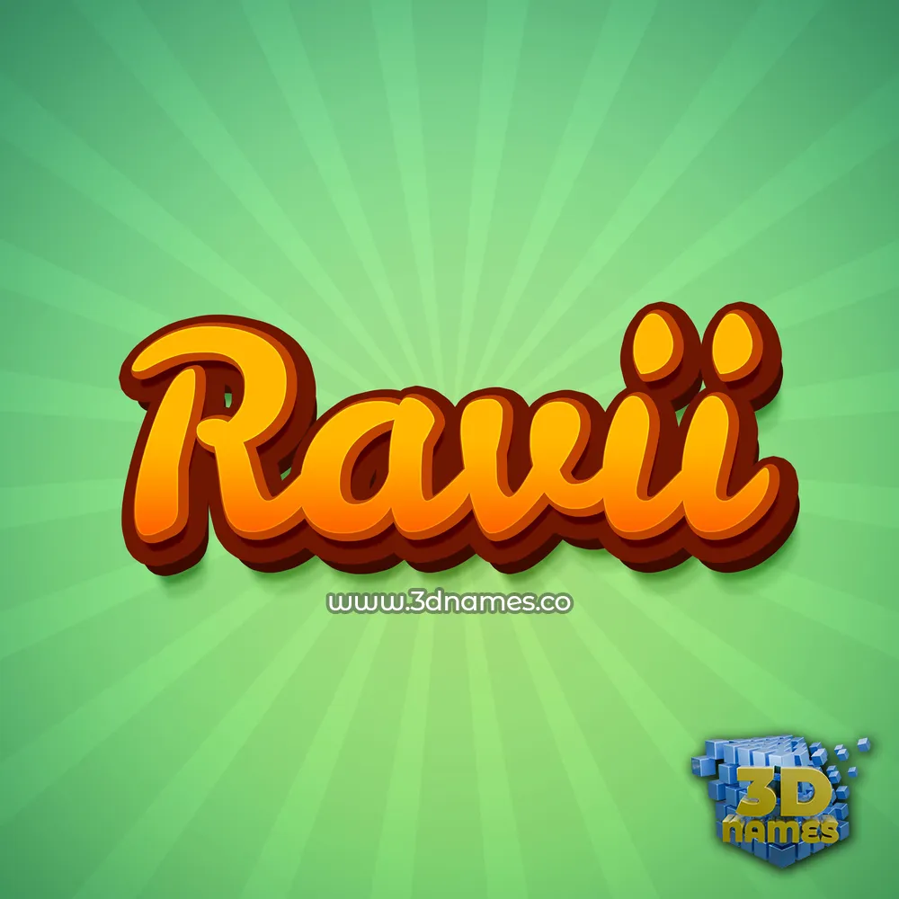 ravii in Green Rays style - 3D name wallpaper