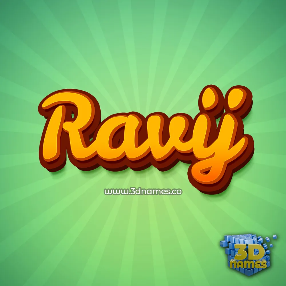 ravij in Green Rays style - 3D name wallpaper