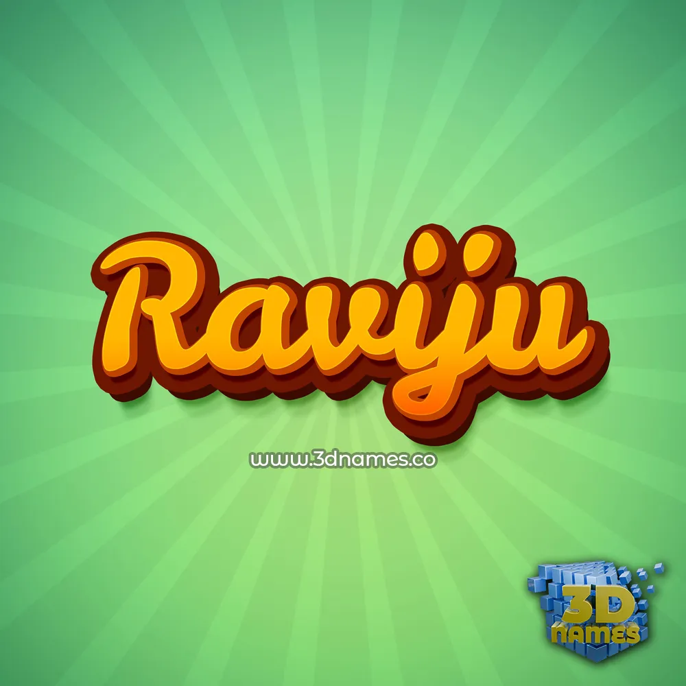 raviju in Green Rays style - 3D name wallpaper