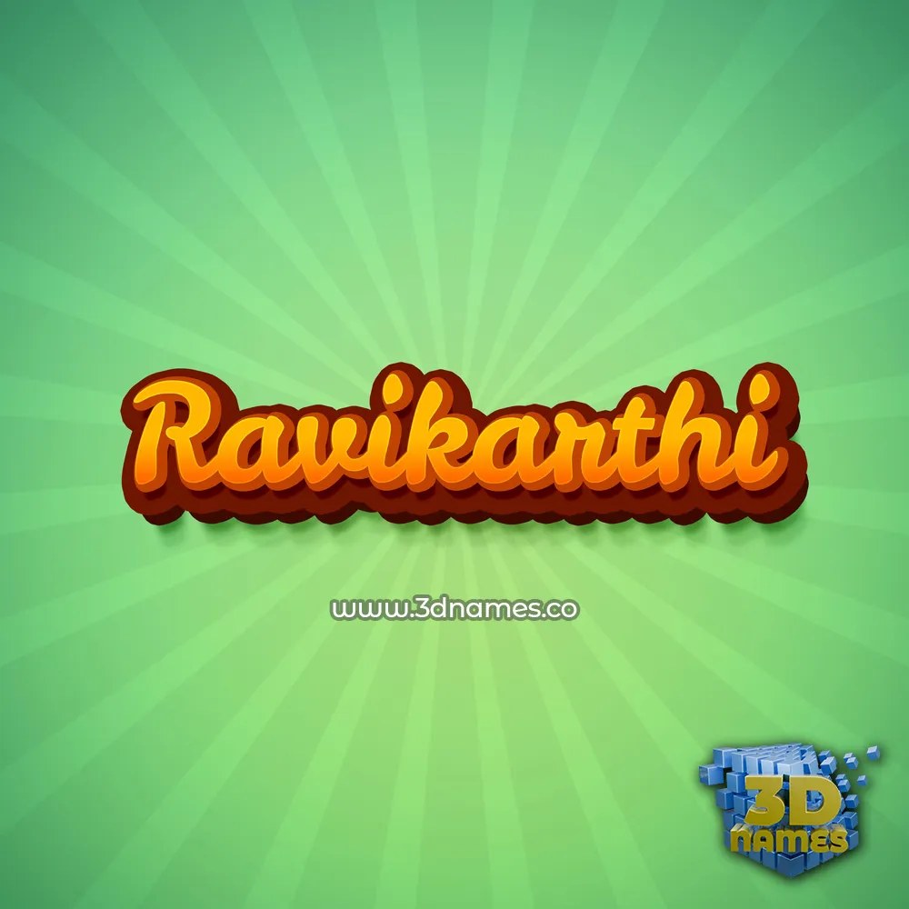 ravikarthi in Green Rays style - 3D name wallpaper