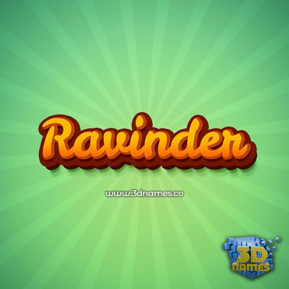 ravinder in Green Rays style - 3D name wallpaper