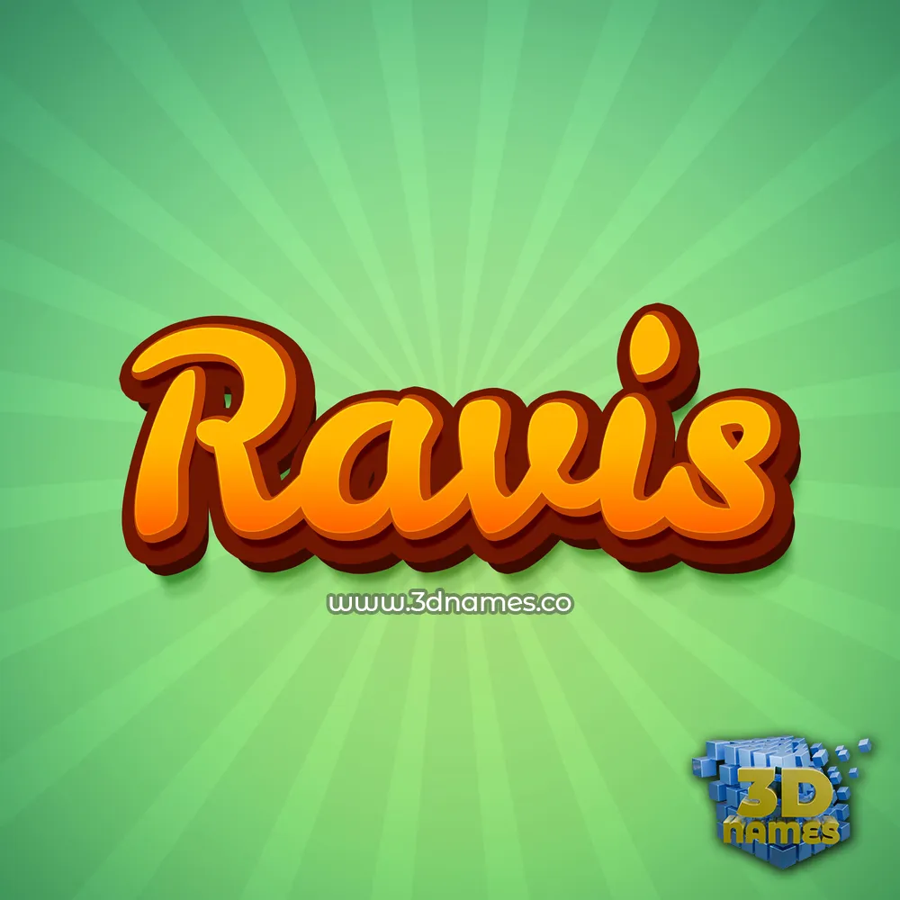 ravis in Green Rays style - 3D name wallpaper