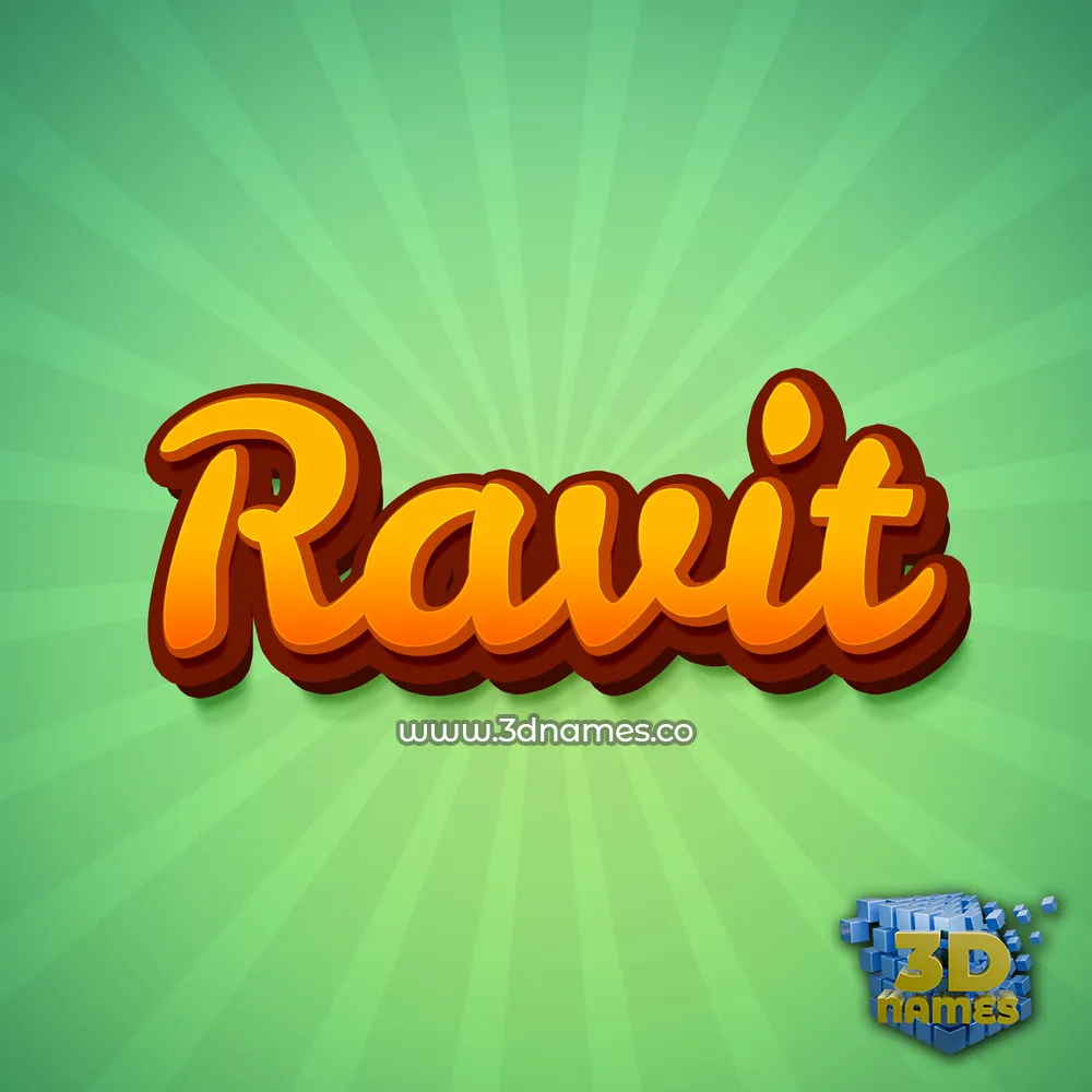 ravit in Green Rays style - 3D name wallpaper