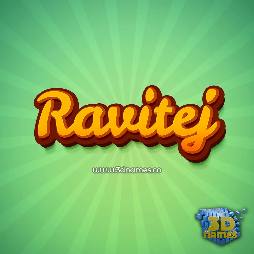 ravitej in Green Rays style - 3D name wallpaper