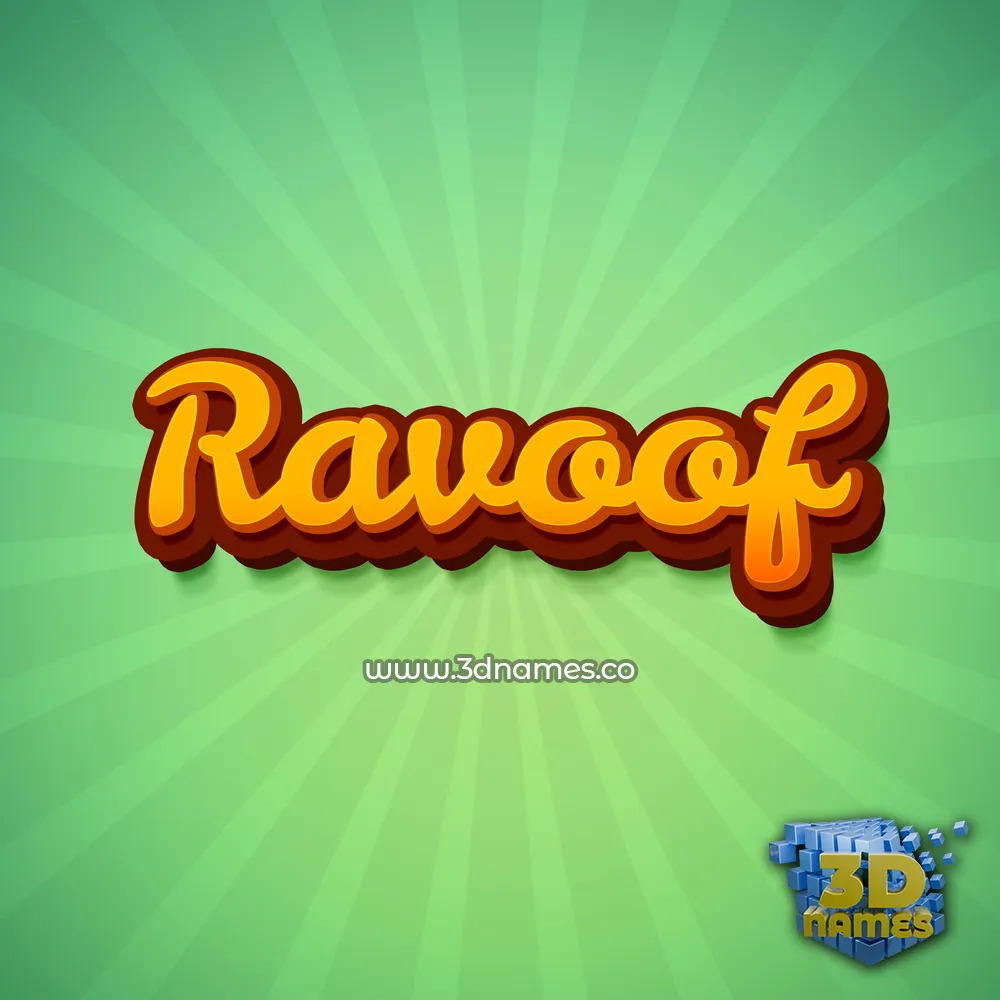 ravoof in Green Rays style - 3D name wallpaper