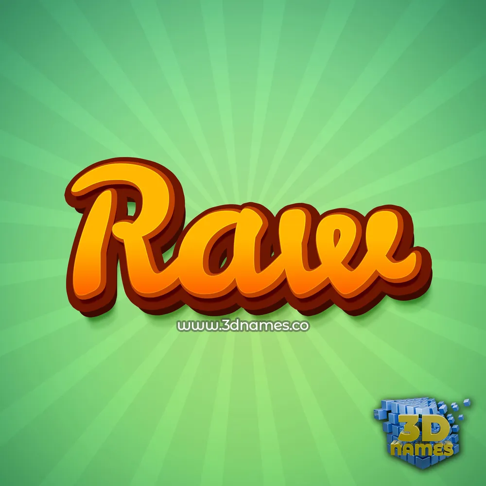raw in Green Rays style - 3D name wallpaper