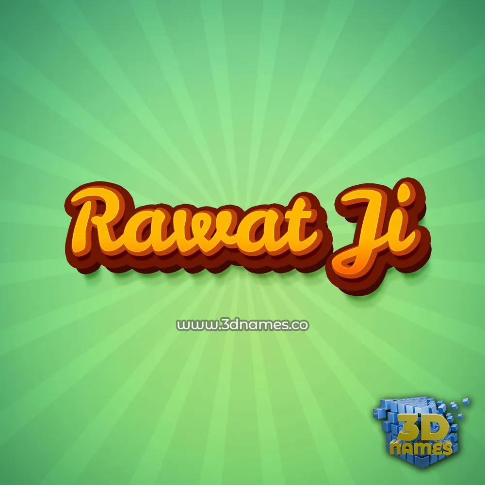 rawat ji in Green Rays style - 3D name wallpaper