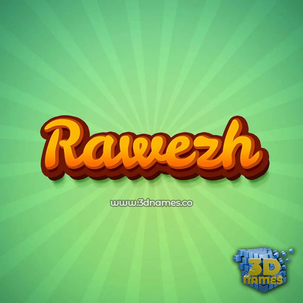 rawezh in Green Rays style - 3D name wallpaper