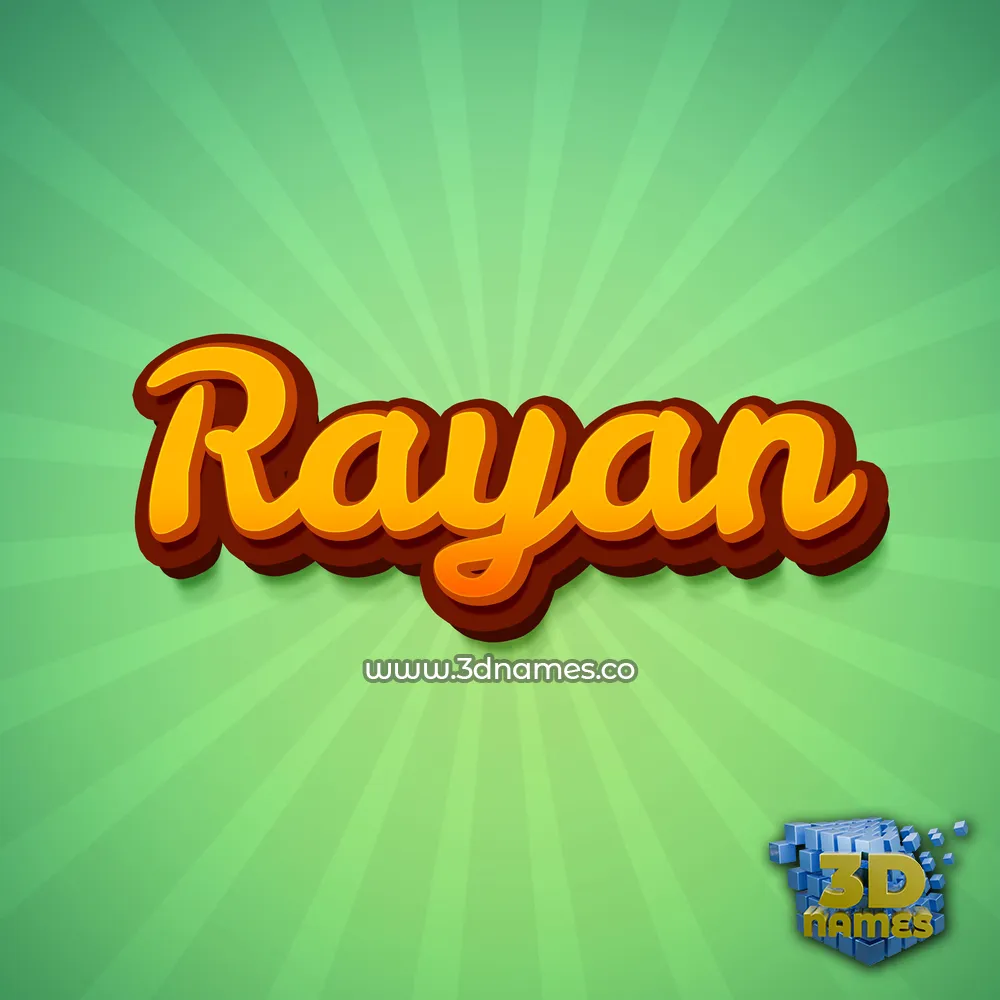 rayan in Green Rays style - 3D name wallpaper