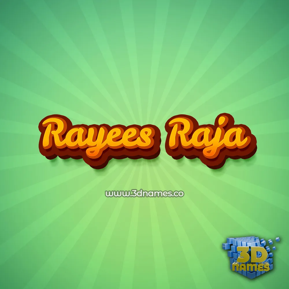 rayees raja in Green Rays style - 3D name wallpaper