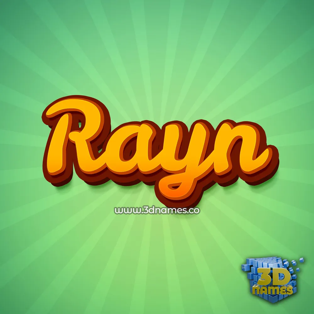 rayn in Green Rays style - 3D name wallpaper