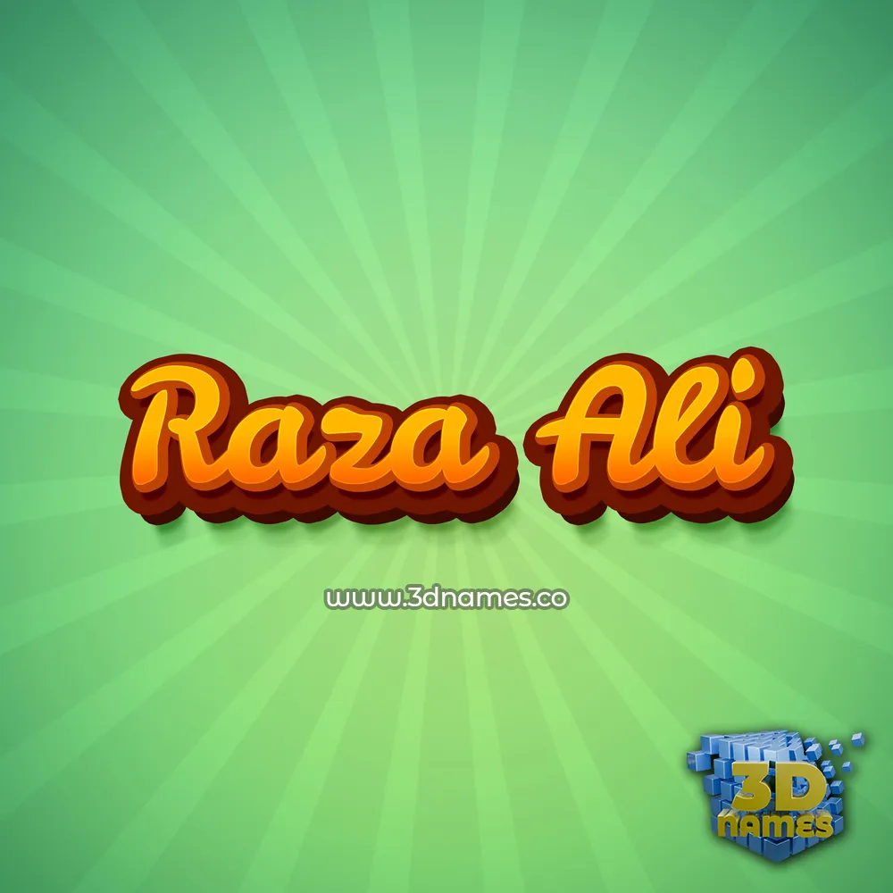 raza ali in Green Rays style - 3D name wallpaper