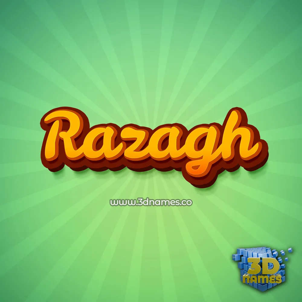 razagh in Green Rays style - 3D name wallpaper