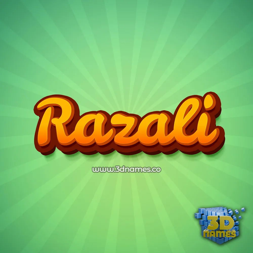 razali in Green Rays style - 3D name wallpaper